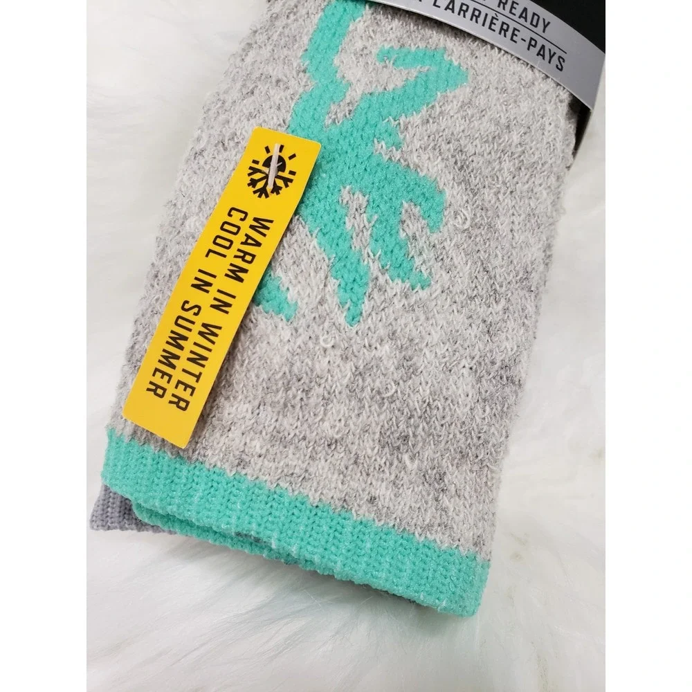 2 Pairs Browning Women's - Medium - Heavyweight Wool Blend Socks Gray Aqua